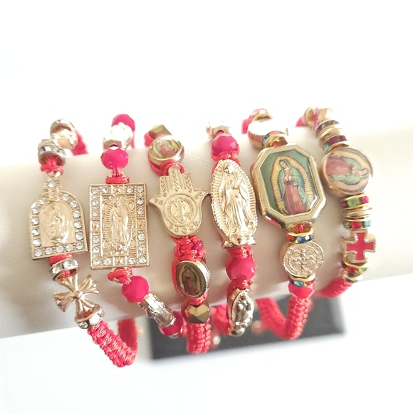 Thread Beaded Adjustable Bracelets religious Virgen de Guadalupe San Judas - Picture 5 of 16